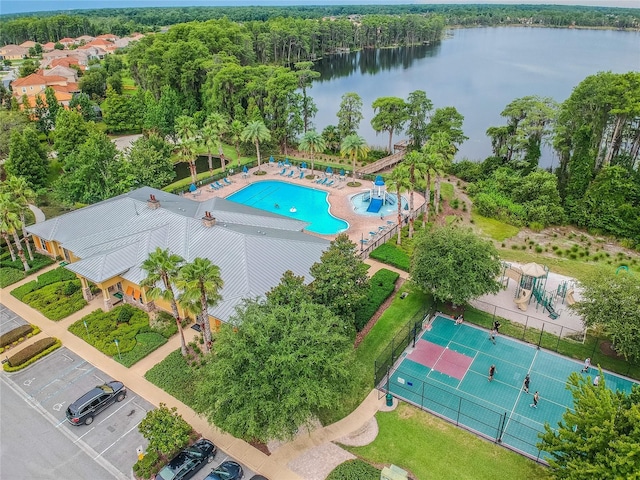 9309 Edistro Pl, New Port Richey, FL 34654 - aerial view of a nearby body of water and a pool area