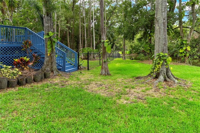 2202 Amity Ct, New Port Richey, FL 34655 - view of yard with stairs and a deck