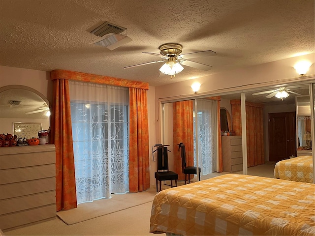 20971 Negril Ct, Lutz, FL 33558 - bedroom featuring carpet floors, a textured ceiling, and ceiling fan