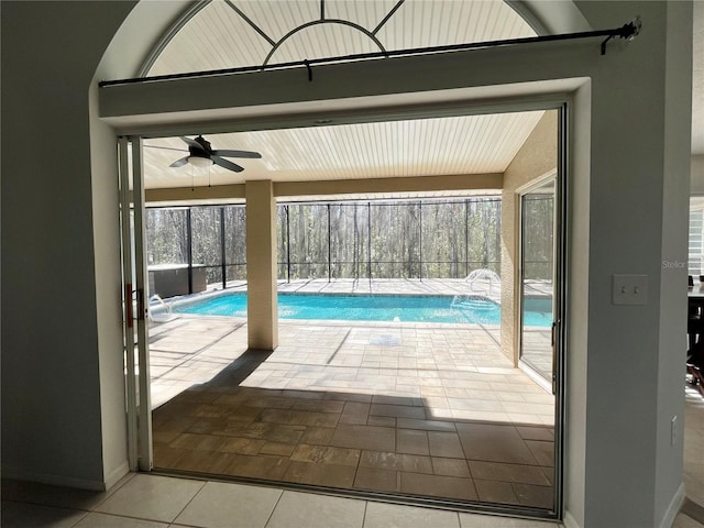10060 Chip Ln, New Port Richey, FL 34654 - swimming pool with a patio and ceiling fan