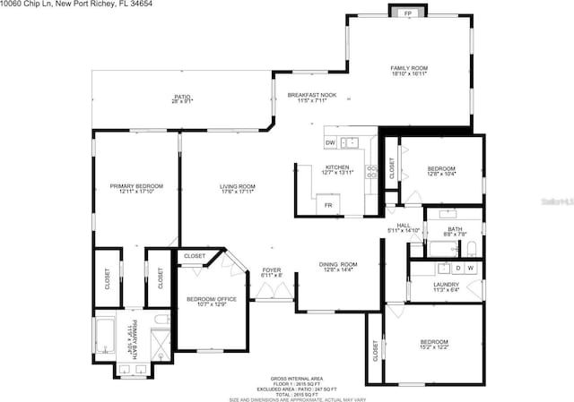 10060 Chip Ln, New Port Richey, FL 34654 - view of floor plan / room layout