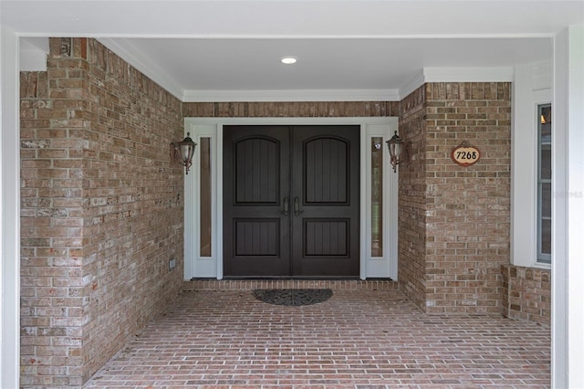7268 Crystal Spring Run, Weeki Wachee, FL 34607 - entrance to property featuring brick siding and french doors