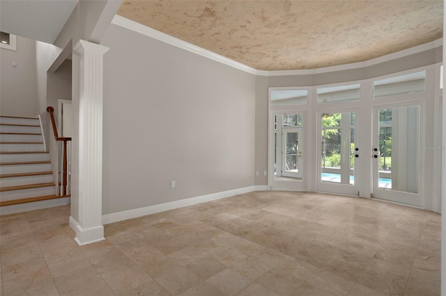 7268 Crystal Spring Run, Weeki Wachee, FL 34607 - spare room featuring stairway and ornamental molding