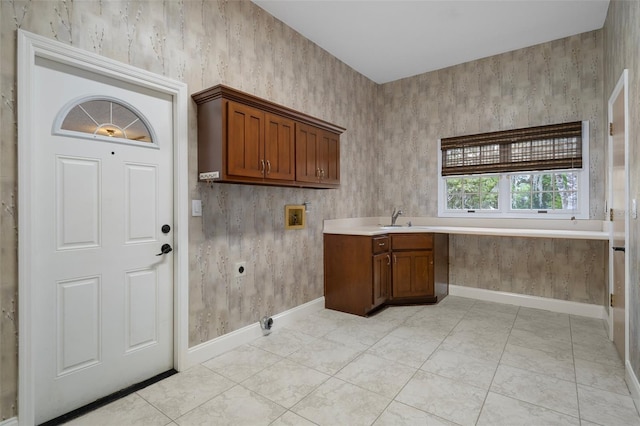 7268 Crystal Spring Run, Weeki Wachee, FL 34607 - laundry room with hookup for an electric dryer, hookup for a washing machine, cabinet space, and light tile patterned floors