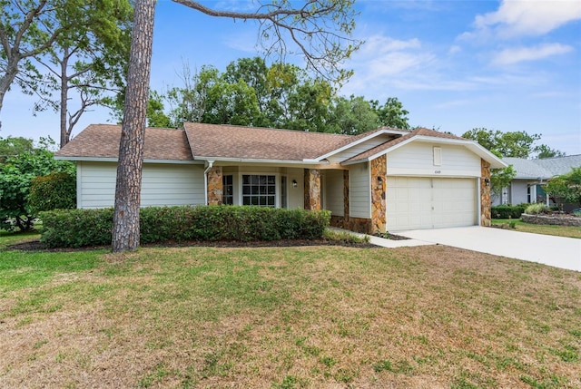 6509 Pine Meadows Dr, Spring Hill, FL 34606 - ranch-style house featuring a garage, concrete driveway, and a front yard