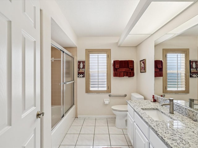 8401 Pavilion Dr, Hudson, FL 34667 - bathroom with vanity, tile patterned flooring, and bath / shower combo with glass door