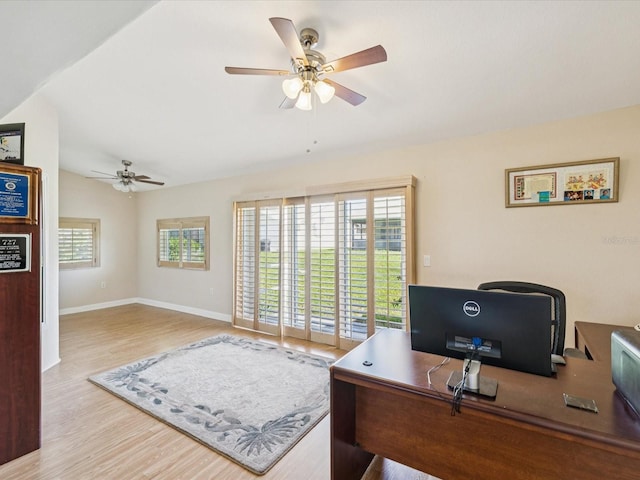 8401 Pavilion Dr, Hudson, FL 34667 - office space featuring ceiling fan, wood finished floors, and healthy amount of natural light