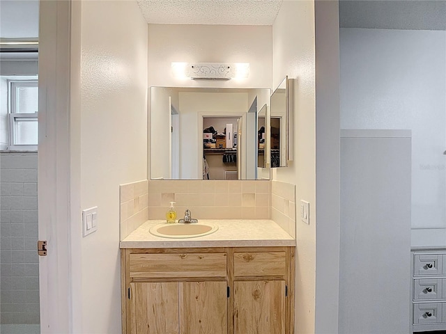 9425 Sterling Ln, Port Richey, FL 34668 - bathroom with vanity and decorative backsplash