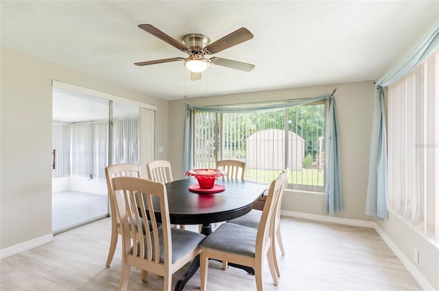 10600 Oleander Dr, Port Richey, FL 34668 - dining space featuring light wood-type flooring and ceiling fan