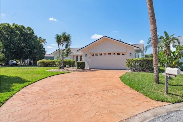 5348 Lawrence Ln, New Port Richey, FL 34652 - ranch-style home featuring an attached garage, a front lawn, and concrete driveway