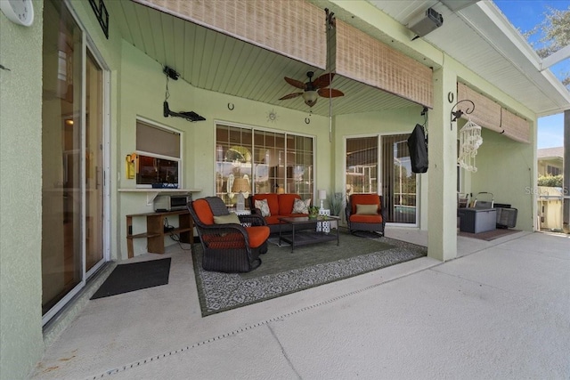 14178 Pullman Dr, Spring Hill, FL 34609 - view of patio / terrace with an outdoor living space and ceiling fan