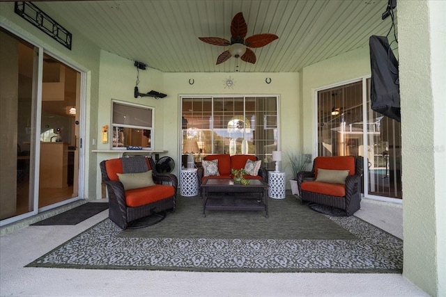 14178 Pullman Dr, Spring Hill, FL 34609 - view of patio / terrace featuring an outdoor hangout area and a ceiling fan
