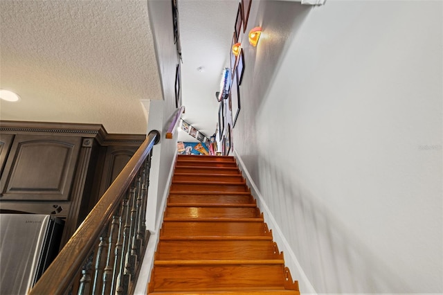 26221 Pheasant Run, Wesley Chapel, FL 33544 - stairs with a textured ceiling