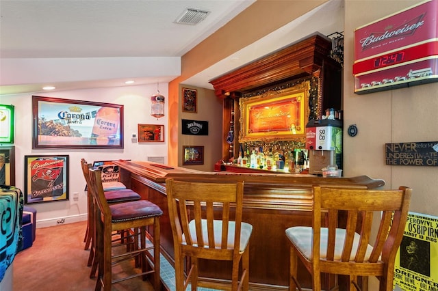 26221 Pheasant Run, Wesley Chapel, FL 33544 - indoor dry bar with carpet flooring and recessed lighting