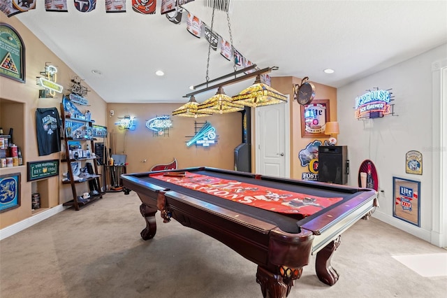 26221 Pheasant Run, Wesley Chapel, FL 33544 - rec room with billiards table, carpet floors, and recessed lighting