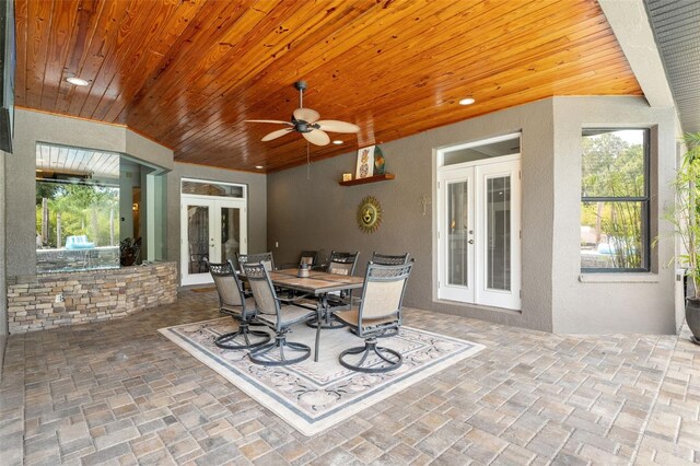 26221 Pheasant Run, Wesley Chapel, FL 33544 - view of patio featuring french doors, ceiling fan, outdoor dining space, and area for grilling