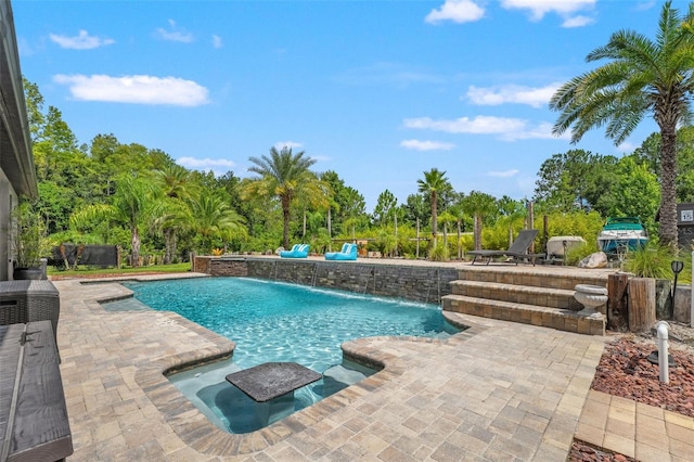 26221 Pheasant Run, Wesley Chapel, FL 33544 - outdoor pool with a patio and view of scattered trees