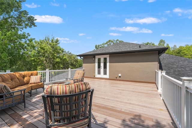 26221 Pheasant Run, Wesley Chapel, FL 33544 - wooden terrace featuring french doors and an outdoor hangout area