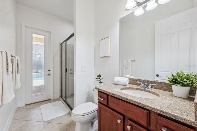 9829 Sorbonne Loop, Seffner, FL 33584 - bathroom with vanity, a shower stall, and tile patterned floors