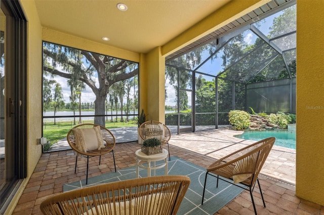 9829 Sorbonne Loop, Seffner, FL 33584 - sunroom with a water view, plenty of natural light, and a pool