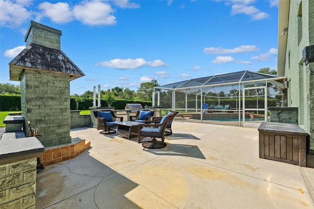 1478 Brigadier Dr, Spring Hill, FL 34608 - view of patio featuring an outdoor pool, glass enclosure, and outdoor lounge area