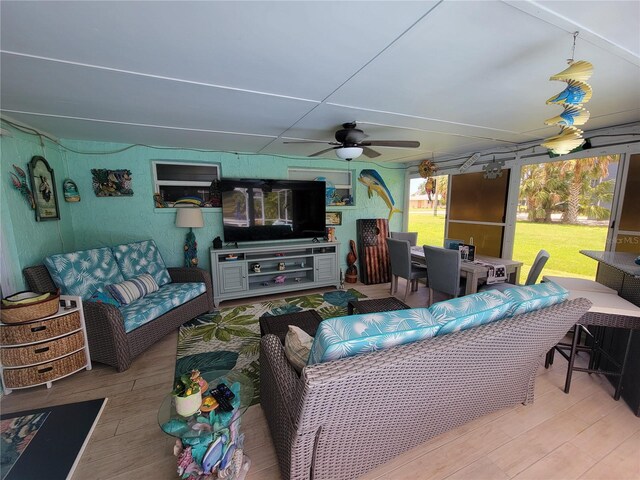6737 Clark St, Hudson, FL 34667 - view of patio featuring an outdoor living space and a ceiling fan