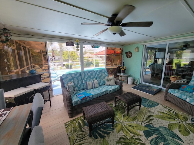 6737 Clark St, Hudson, FL 34667 - sunroom with a ceiling fan, outdoor lounge area, and plenty of natural light