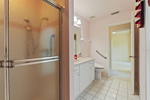 7328 Blue Skies Dr, Spring Hill, FL 34606 - bathroom featuring vanity, a stall shower, and tile patterned flooring