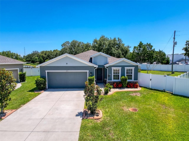 8855 Prairie Creek Dr, New Port Richey, FL 34655 - ranch-style house with a garage, concrete driveway, a fenced backyard, and a gate