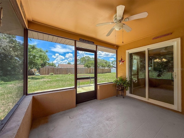 11094 Auburndale St, Spring Hill, FL 34609 - unfurnished sunroom featuring ceiling fan