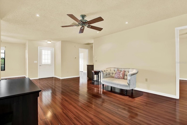 6654 Brambleleaf Dr, Spring Hill, FL 34606 - living area featuring ceiling fan, wood finished floors, a textured ceiling, and recessed lighting