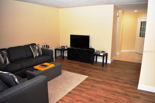 6575 Brambleleaf Dr, Spring Hill, FL 34606 - living room featuring wood finished floors and a textured ceiling