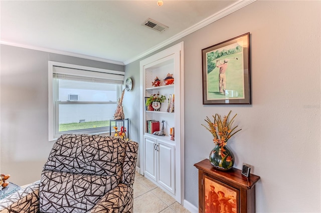 3431 Croaker Dr, Hernando Beach, FL 34607 - sitting room with crown molding and light tile patterned floors