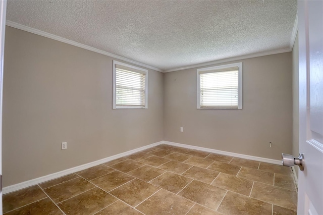 13637 Lagoon Dr, Hudson, FL 34667 - empty room with a textured ceiling, healthy amount of natural light, and ornamental molding