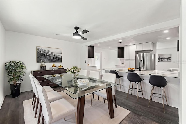 1324 Newhope Rd, Spring Hill, FL 34606 - dining area featuring recessed lighting, dark wood-style flooring, and ceiling fan