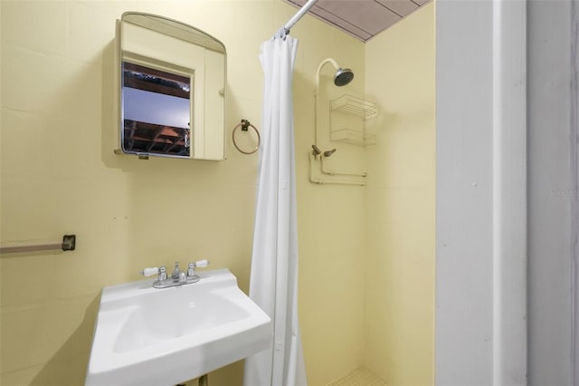 3528 Sheryl Hill Dr, Holiday, FL 34691 - bathroom featuring a sink and curtained shower