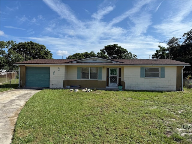 12813 Vassar Ct, Hudson, FL 34667 - ranch-style home with concrete block siding, driveway, an attached garage, and a shingled roof