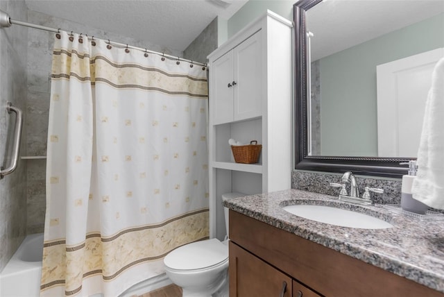 9863 Deer St, Spring Hill, FL 34608 - bathroom with vanity, a textured ceiling, and shower / bath combo