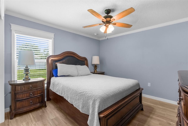 9863 Deer St, Spring Hill, FL 34608 - bedroom with wood finished floors, ornamental molding, and a ceiling fan