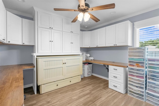 9863 Deer St, Spring Hill, FL 34608 - unfurnished office featuring crown molding, ceiling fan, and light wood-type flooring