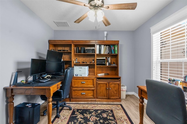 9863 Deer St, Spring Hill, FL 34608 - office with ceiling fan and light wood-style flooring