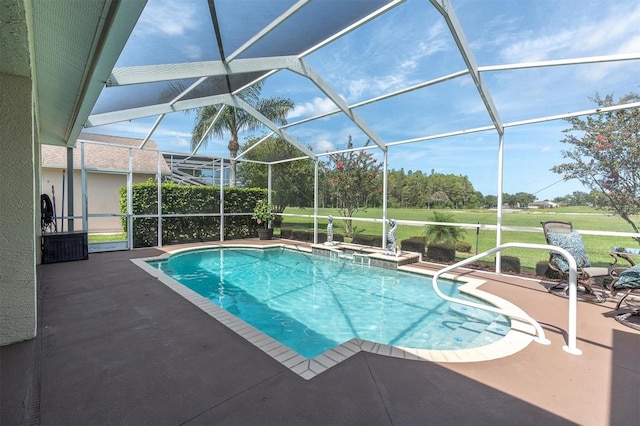 1610 Winding Willow Dr, Trinity, FL 34655 - view of swimming pool featuring a patio area, a lanai, and a pool with connected hot tub