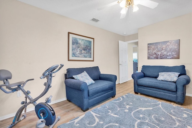 1610 Winding Willow Dr, Trinity, FL 34655 - living room featuring wood finished floors and a ceiling fan