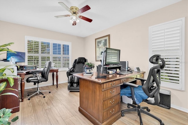 1610 Winding Willow Dr, Trinity, FL 34655 - office space with a ceiling fan and light wood-type flooring