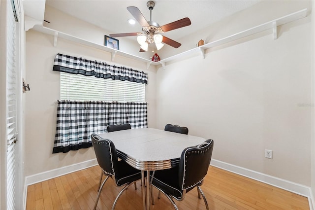 15604 Durango Cir, Brooksville, FL 34604 - dining space featuring ceiling fan and wood finished floors