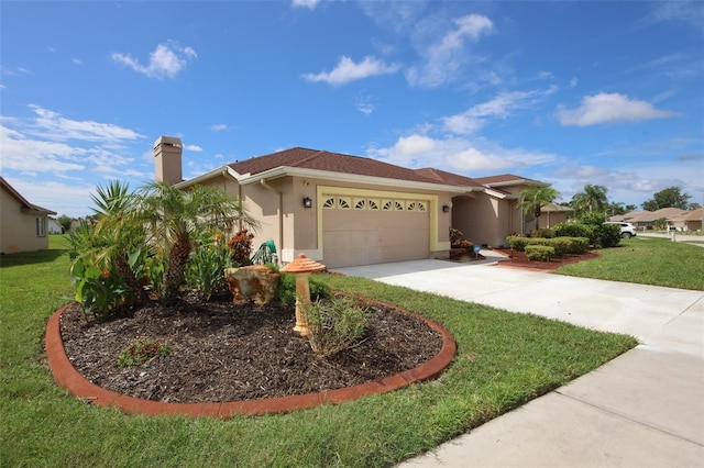 8311 Coral Creek Loop, Hudson, FL 34667 - ranch-style house with a garage, stucco siding, a front lawn, and concrete driveway
