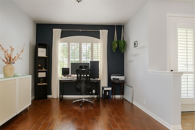 14647 Potterton Cir, Hudson, FL 34667 - office area featuring wood finished floors and plenty of natural light