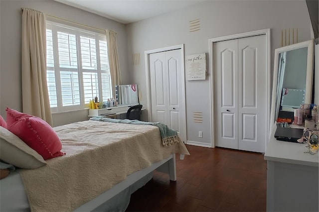14647 Potterton Cir, Hudson, FL 34667 - bedroom featuring multiple closets and dark wood finished floors