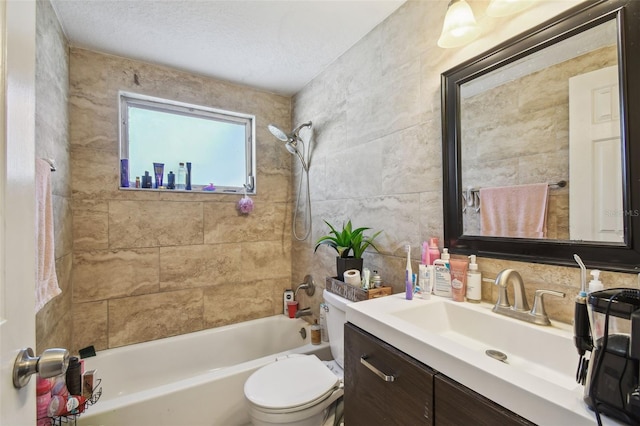 6428 Kentfield Ave, New Port Richey, FL 34653 - bathroom with vanity, shower / bath combination, and tile walls