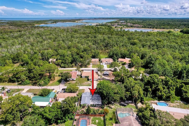 8640 Horizon Ln, Hudson, FL 34667 - aerial view of property and surrounding area featuring a heavily wooded area and a large body of water